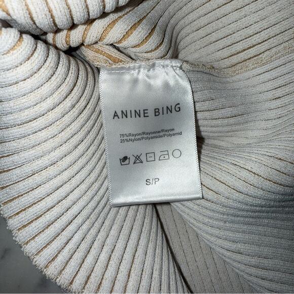 Anine Bing Julian Ribbed Knit Pencil Stretch Fitted Skirt in Ivory Cream - Picture 14 of 14